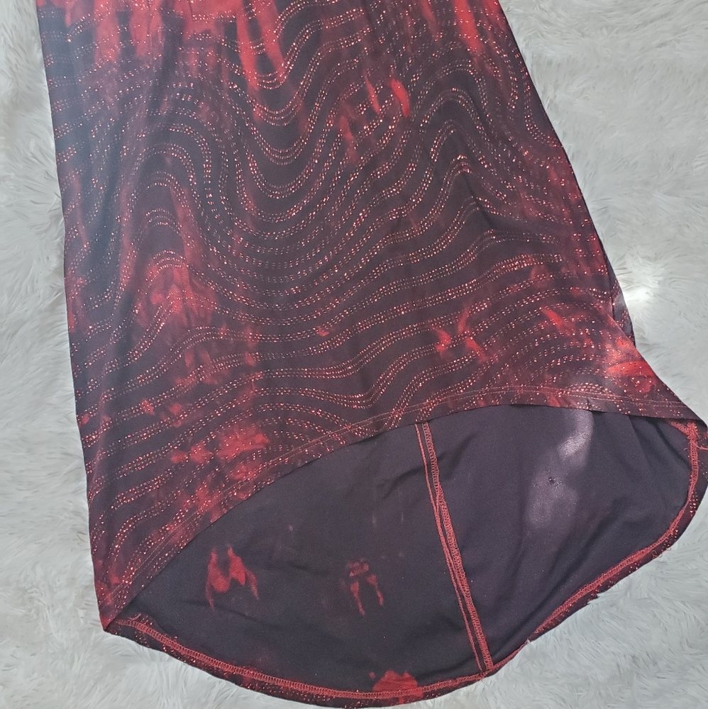 RAMPAGE Y2K RED & BLACK SPARKLY HI/LOW EVENING DRESS! - Picture 11 of 16